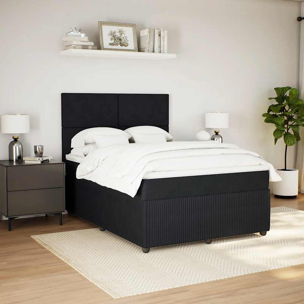 Giroletto a Molle con Materasso Nero 140x190 cm in Velluto | homemem39