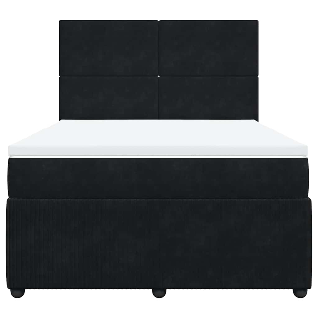 Giroletto a Molle con Materasso Nero 140x190 cm in Velluto | homemem39
