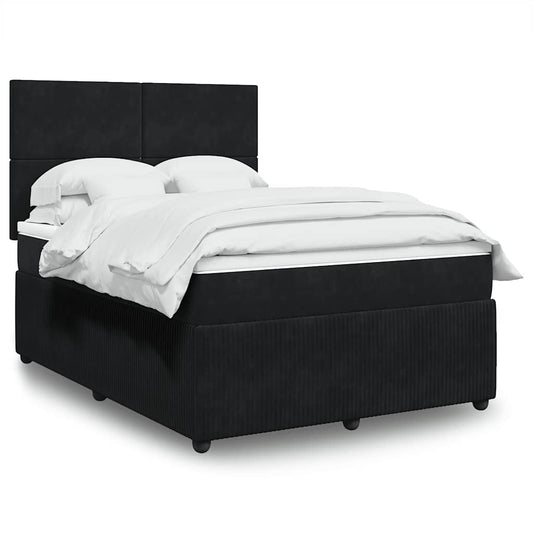 Giroletto a Molle con Materasso Nero 140x190 cm in Velluto | homemem39