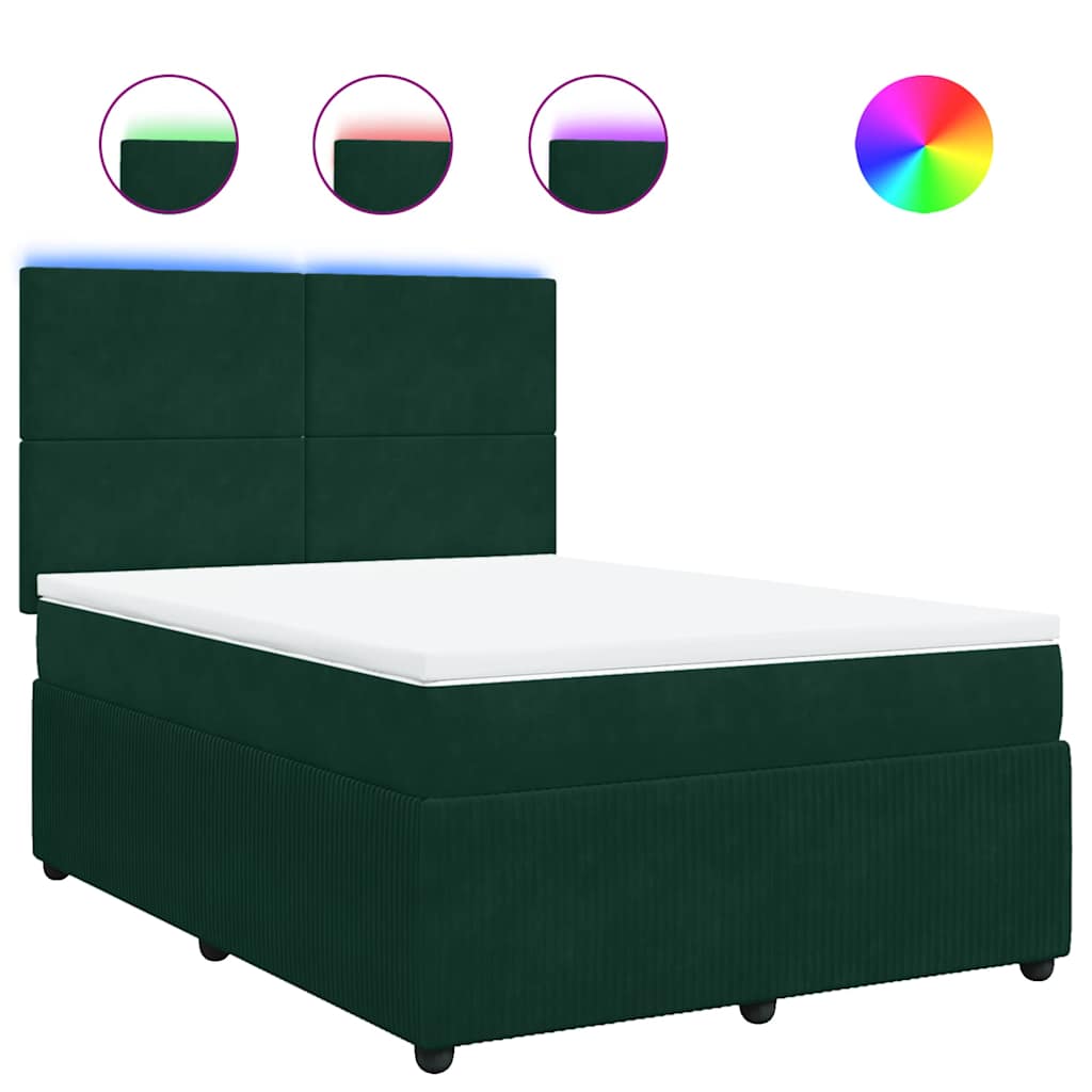 Giroletto a Molle con Materasso Verde Scuro 140x190 cm Velluto