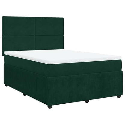 Giroletto a Molle con Materasso Verde Scuro 140x190 cm Velluto