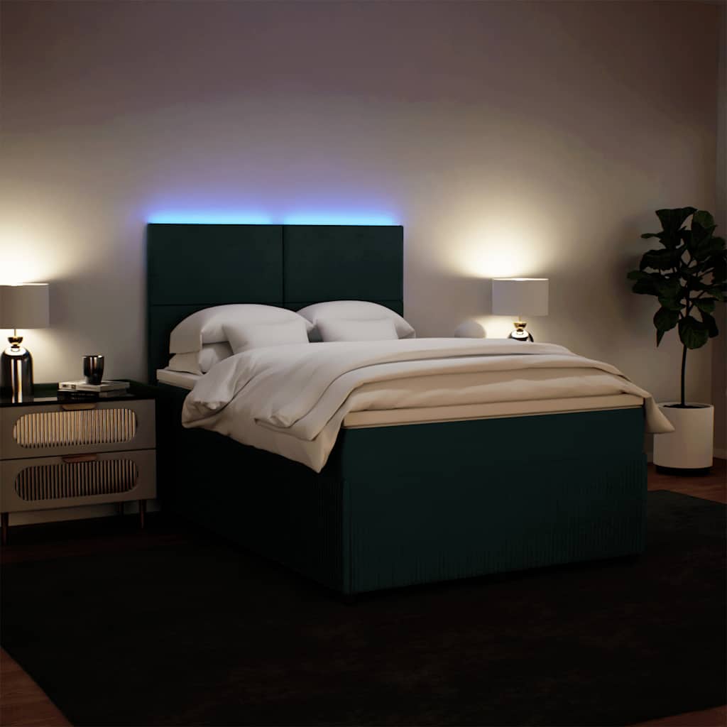Giroletto a Molle con Materasso Verde Scuro 140x190 cm Velluto