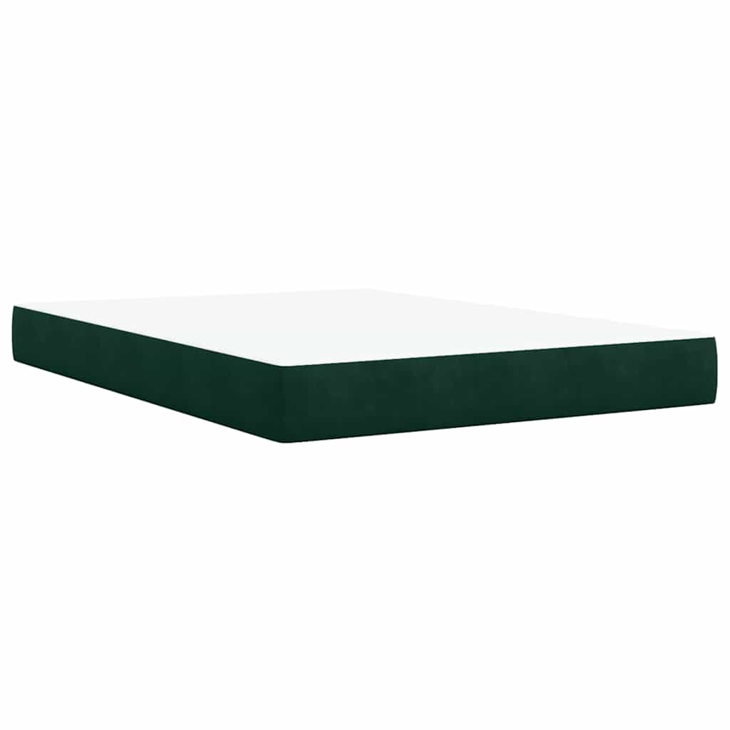 Giroletto a Molle con Materasso Verde Scuro 140x190 cm Velluto
