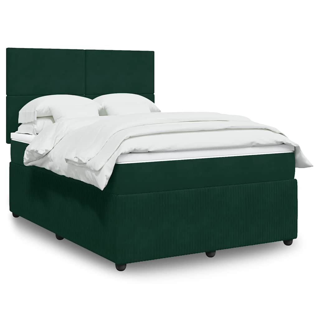 Giroletto a Molle con Materasso Verde Scuro 140x190 cm Velluto