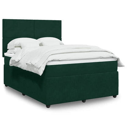 Giroletto a Molle con Materasso Verde Scuro 140x190 cm Velluto