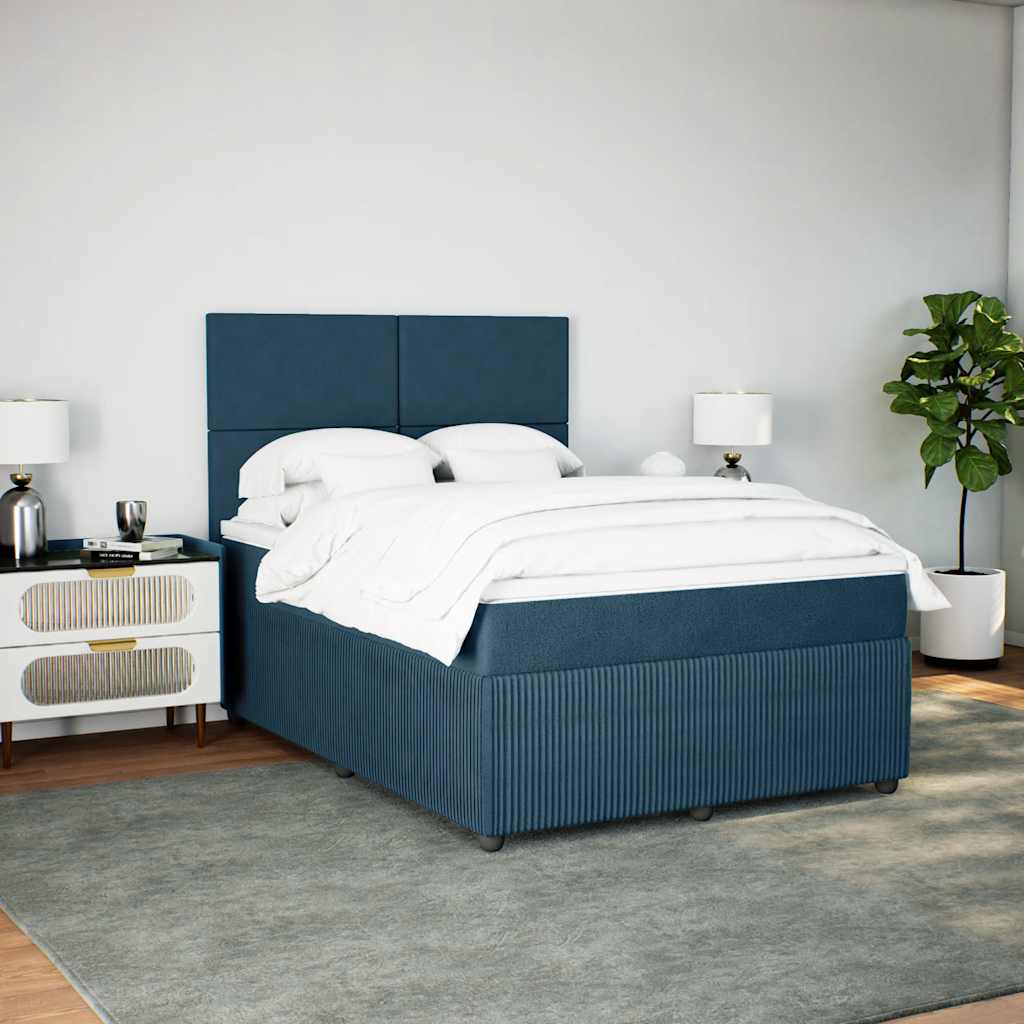 Giroletto a Molle con Materasso Blu 140x190 cm in Velluto