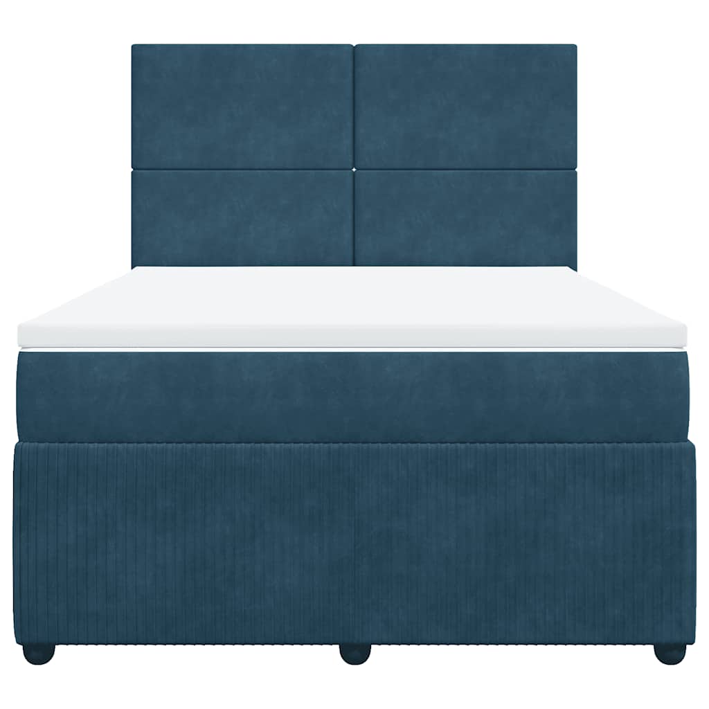 Giroletto a Molle con Materasso Blu 140x190 cm in Velluto