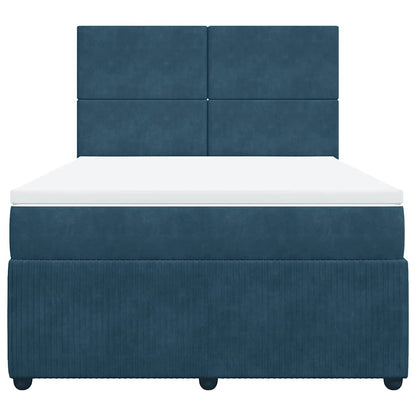 Giroletto a Molle con Materasso Blu 140x190 cm in Velluto