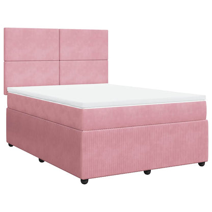 Giroletto a Molle con Materasso Rosa 140x190 cm in Velluto | homemem39