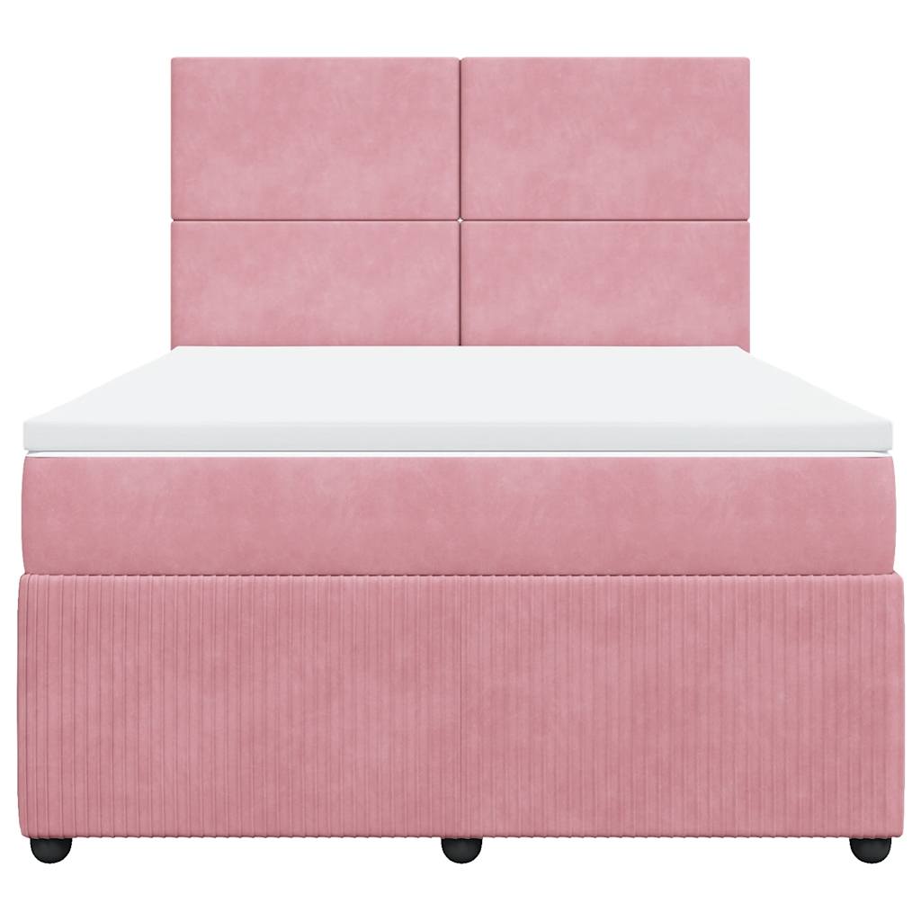 Giroletto a Molle con Materasso Rosa 140x190 cm in Velluto | homemem39