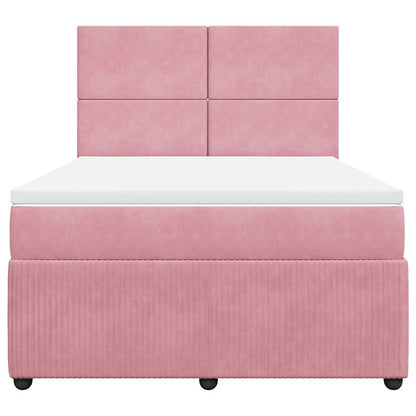 Giroletto a Molle con Materasso Rosa 140x190 cm in Velluto | homemem39
