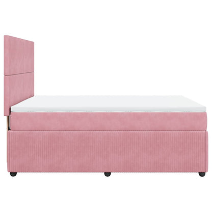 Giroletto a Molle con Materasso Rosa 140x190 cm in Velluto | homemem39