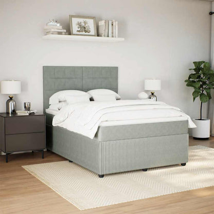 Giroletto a Molle con Materasso Grigio Chiaro 140x190cm Velluto
