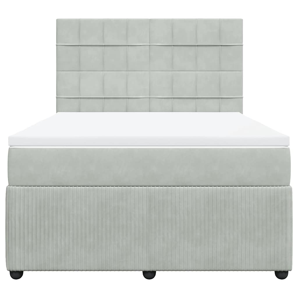 Giroletto a Molle con Materasso Grigio Chiaro 140x190cm Velluto