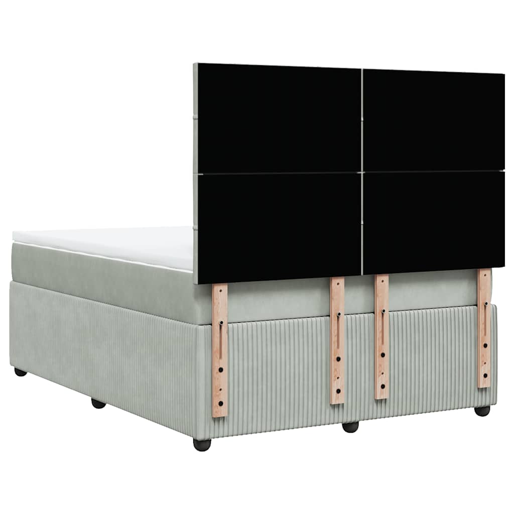 Giroletto a Molle con Materasso Grigio Chiaro 140x190cm Velluto