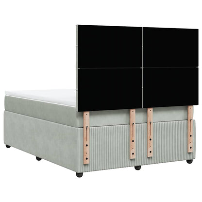 Giroletto a Molle con Materasso Grigio Chiaro 140x190cm Velluto