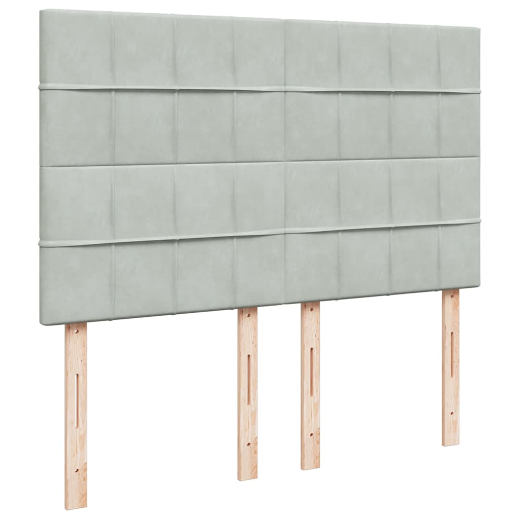 Giroletto a Molle con Materasso Grigio Chiaro 140x190cm Velluto