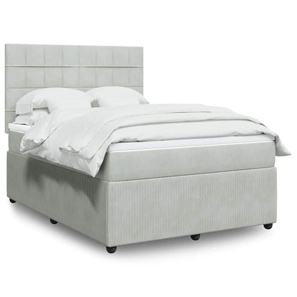Giroletto a Molle con Materasso Grigio Chiaro 140x190cm Velluto