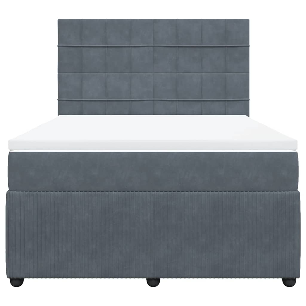 Giroletto a Molle con Materasso Grigio Scuro 140x190 cm Velluto