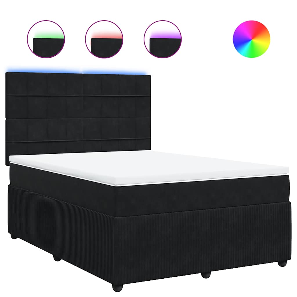 Giroletto a Molle con Materasso Nero 140x190 cm in Velluto | homemem39