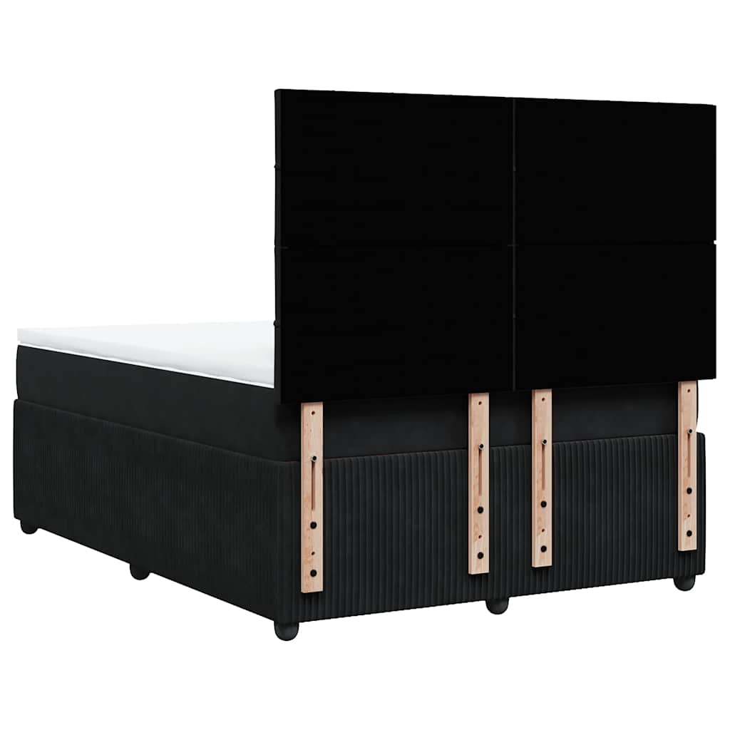 Giroletto a Molle con Materasso Nero 140x190 cm in Velluto | homemem39