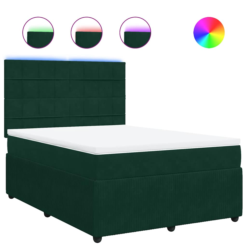 Giroletto a Molle con Materasso Verde Scuro 140x190 cm Velluto