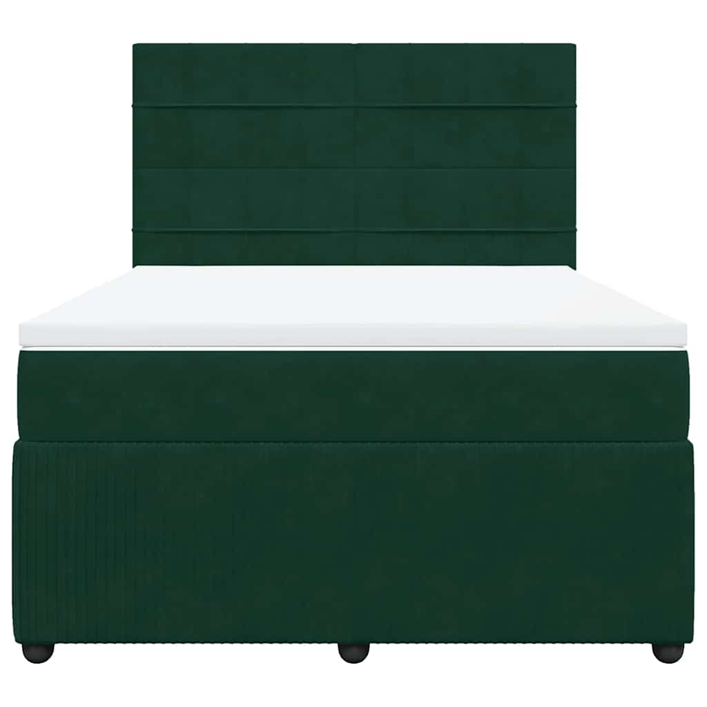 Giroletto a Molle con Materasso Verde Scuro 140x190 cm Velluto