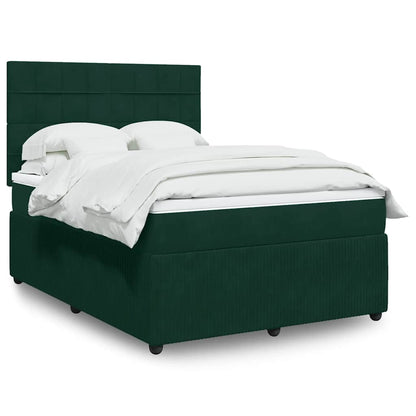 Giroletto a Molle con Materasso Verde Scuro 140x190 cm Velluto