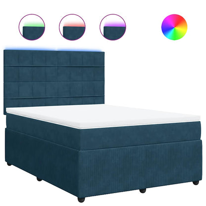 Giroletto a Molle con Materasso Blu 140x190 cm in Velluto