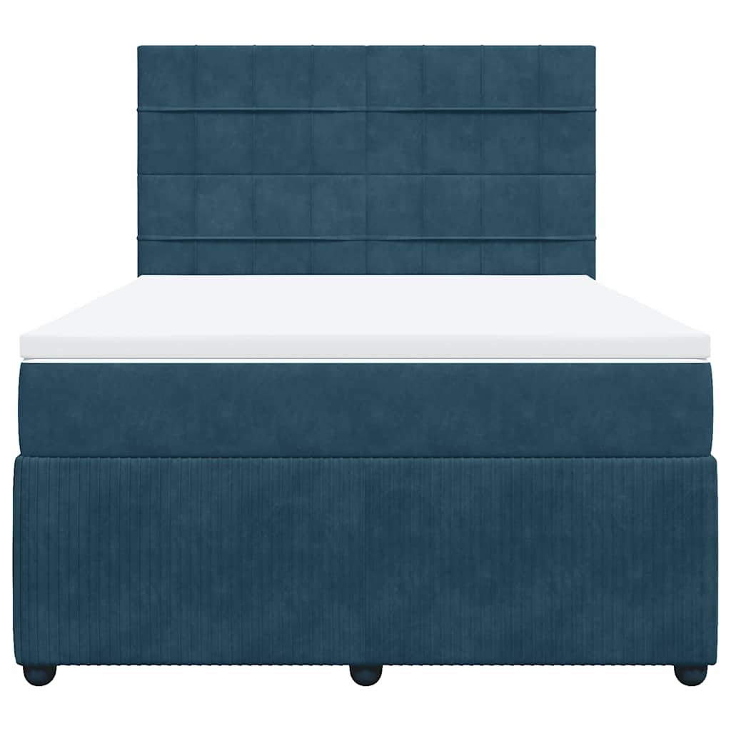 Giroletto a Molle con Materasso Blu 140x190 cm in Velluto