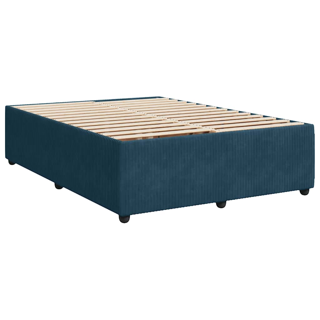 Giroletto a Molle con Materasso Blu 140x190 cm in Velluto