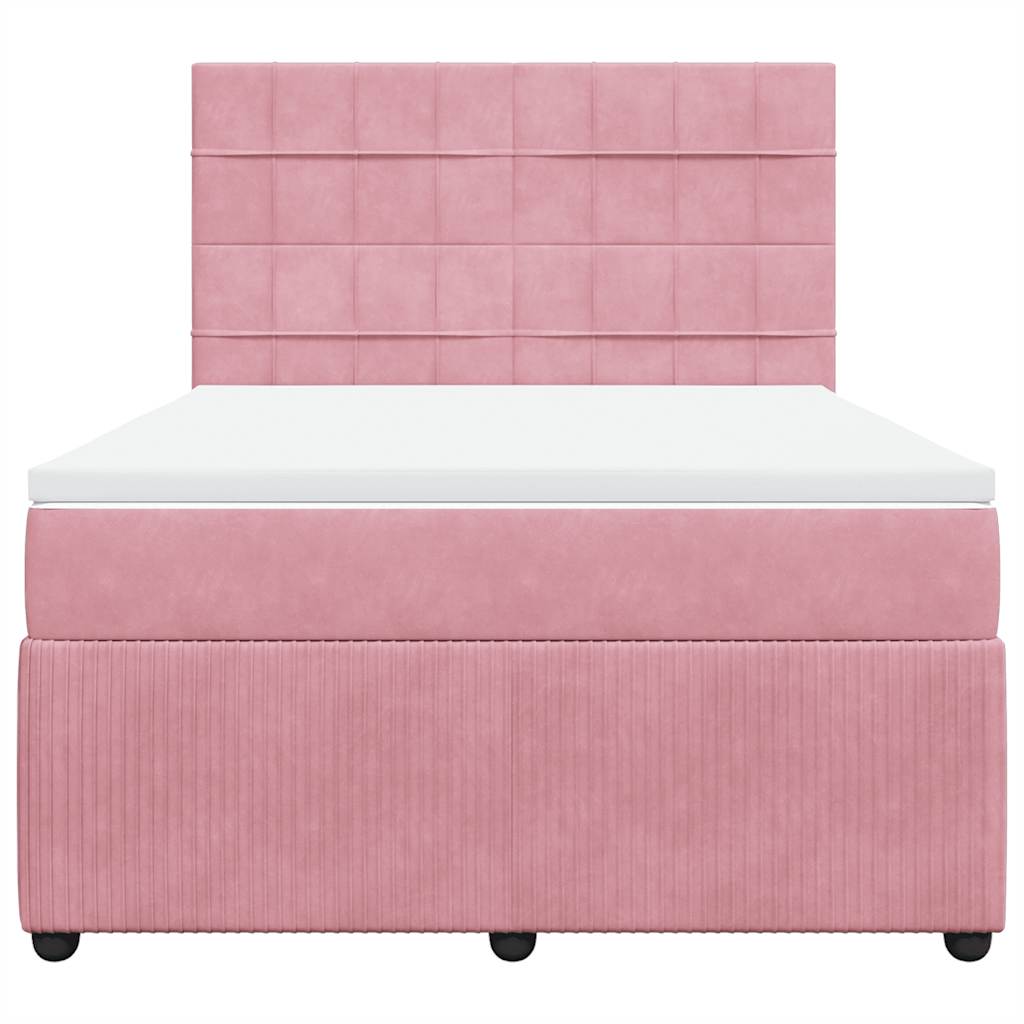 Giroletto a Molle con Materasso Rosa 140x190 cm in Velluto