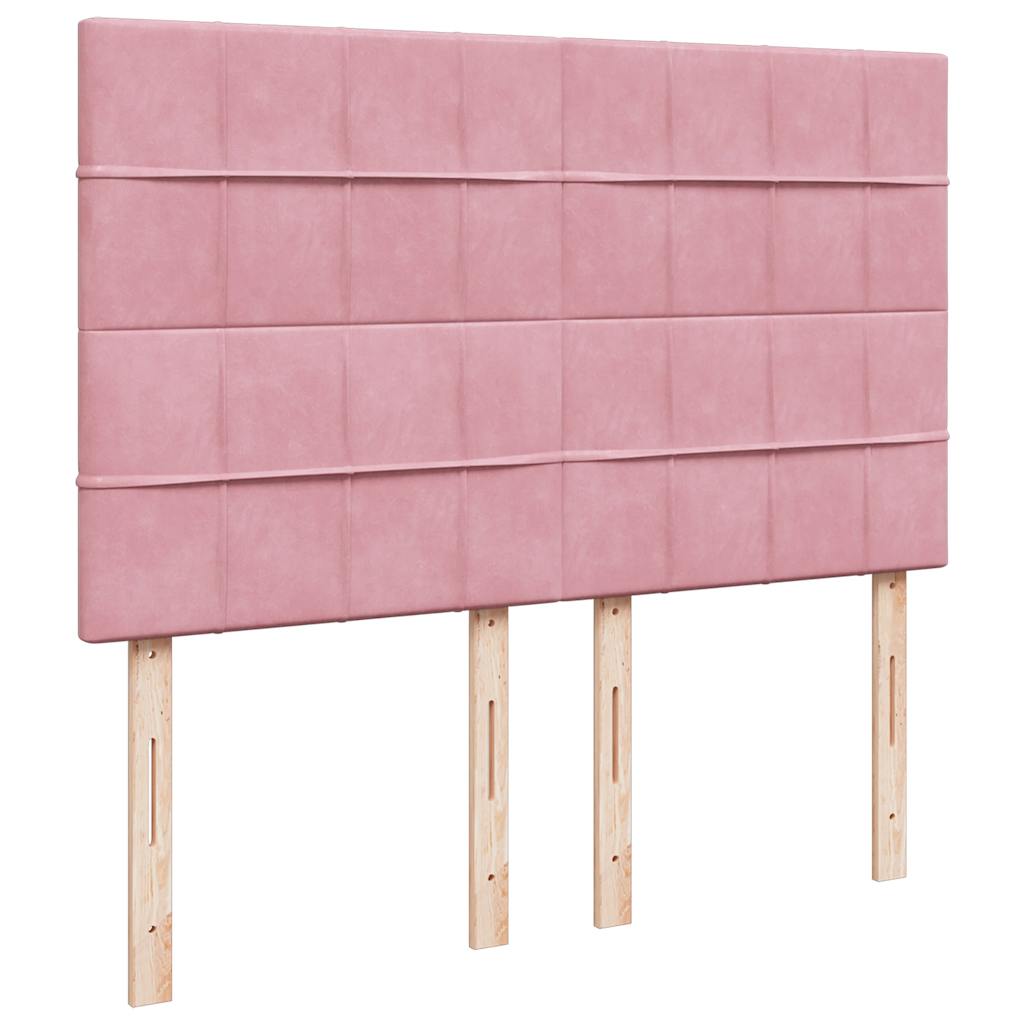 Giroletto a Molle con Materasso Rosa 140x190 cm in Velluto | homemem39