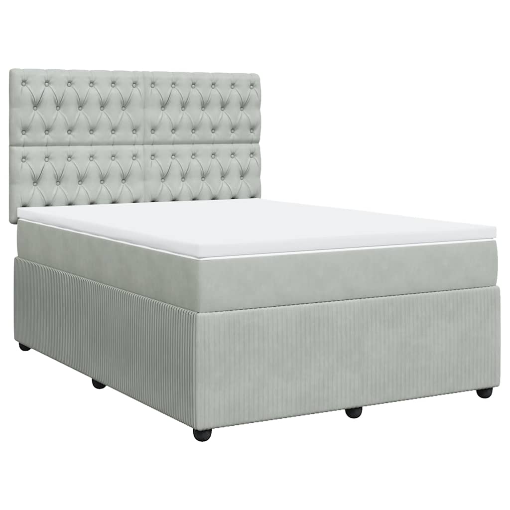 Giroletto a Molle con Materasso Grigio Chiaro 140x190cm Velluto