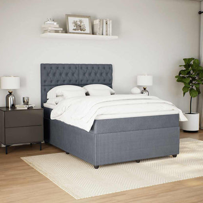 Giroletto a Molle con Materasso Grigio Scuro 140x190 cm Velluto
