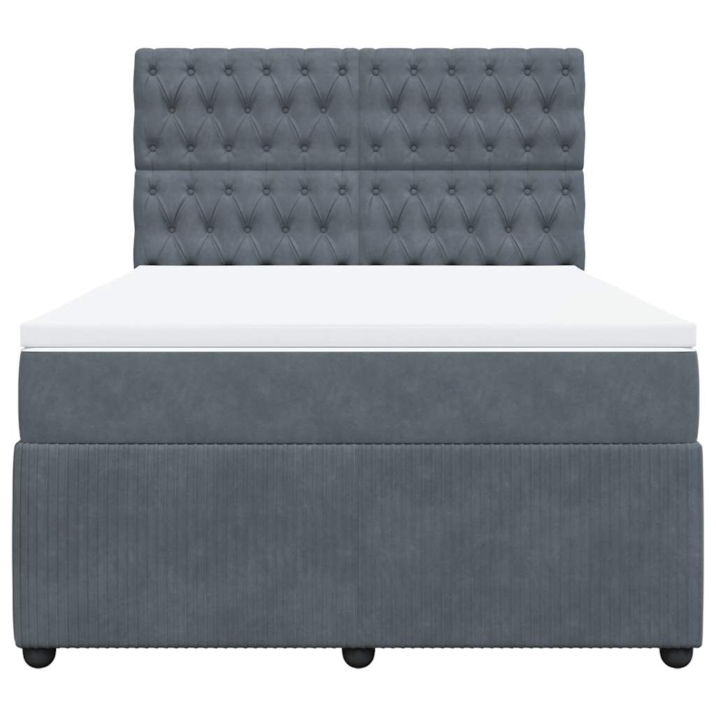 Giroletto a Molle con Materasso Grigio Scuro 140x190 cm Velluto