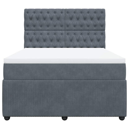 Giroletto a Molle con Materasso Grigio Scuro 140x190 cm Velluto