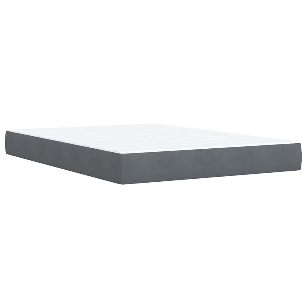 Giroletto a Molle con Materasso Grigio Scuro 140x190 cm Velluto