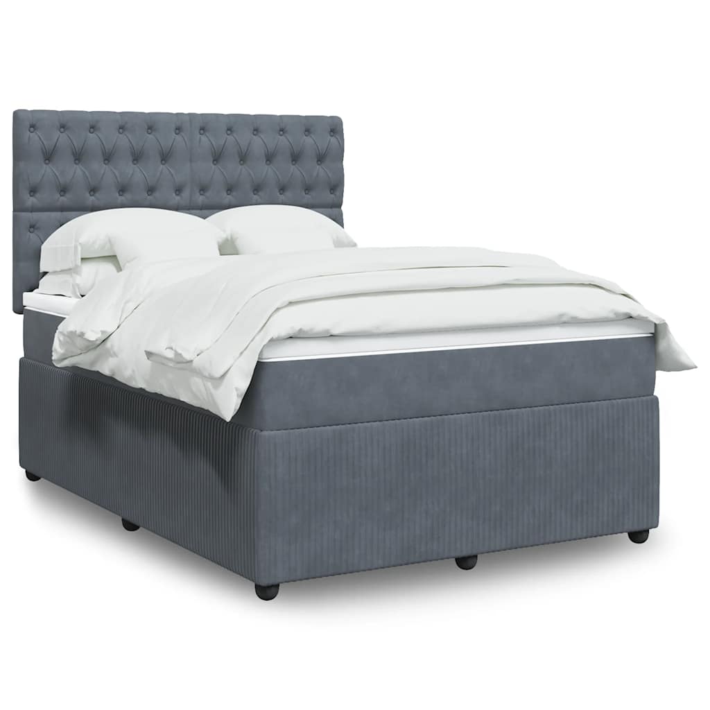 Giroletto a Molle con Materasso Grigio Scuro 140x190 cm Velluto
