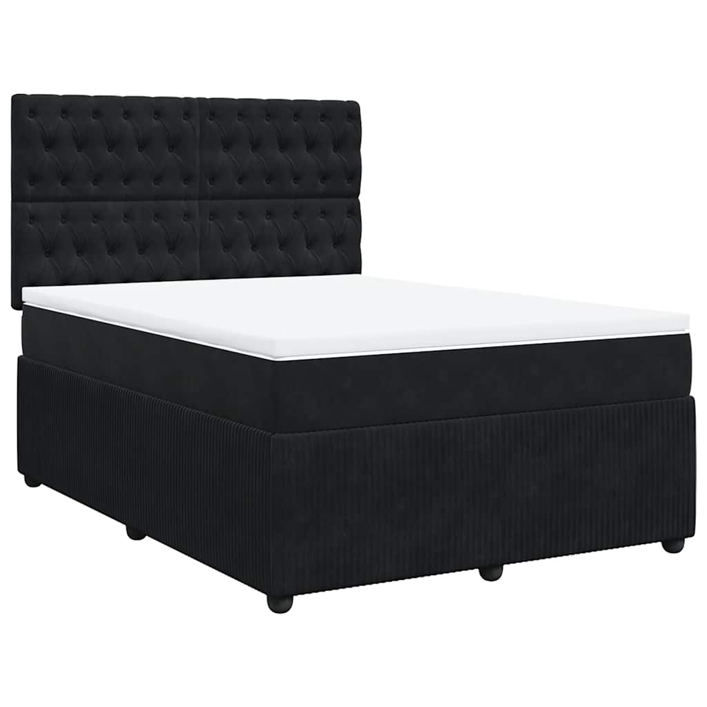 Giroletto a Molle con Materasso Nero 140x190 cm in Velluto | homemem39