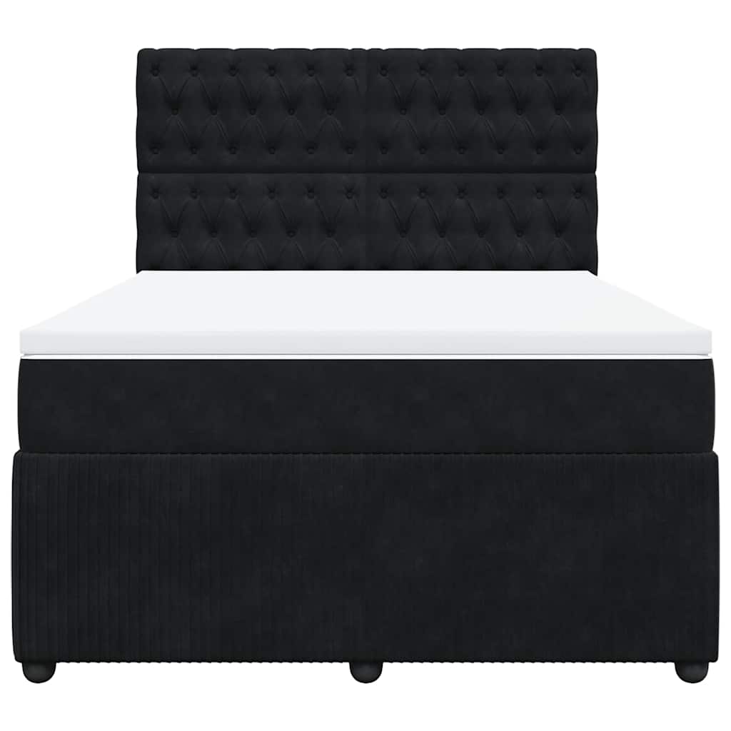 Giroletto a Molle con Materasso Nero 140x190 cm in Velluto | homemem39