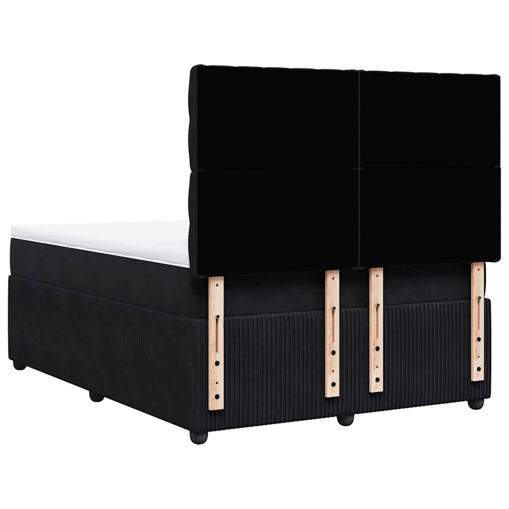 Giroletto a Molle con Materasso Nero 140x190 cm in Velluto | homemem39