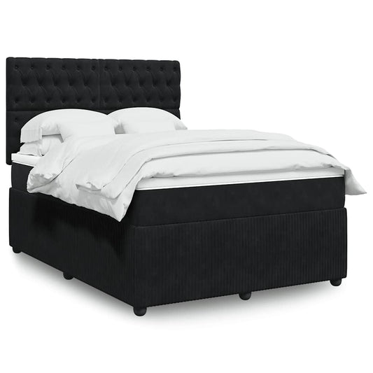 Giroletto a Molle con Materasso Nero 140x190 cm in Velluto | homemem39