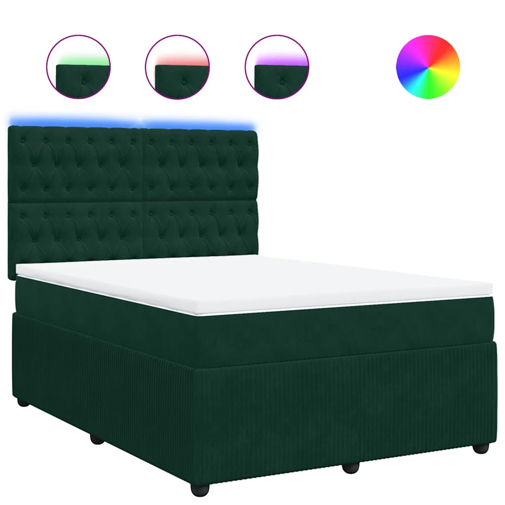 Giroletto a Molle con Materasso Verde Scuro 140x190 cm Velluto