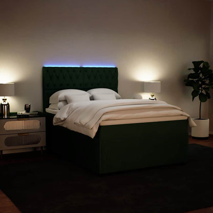 Giroletto a Molle con Materasso Verde Scuro 140x190 cm Velluto - homemem39