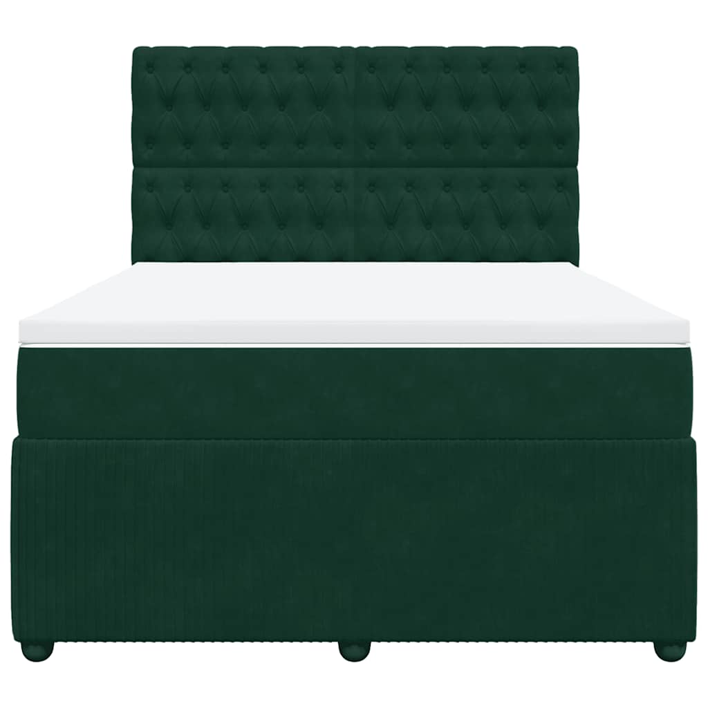 Giroletto a Molle con Materasso Verde Scuro 140x190 cm Velluto
