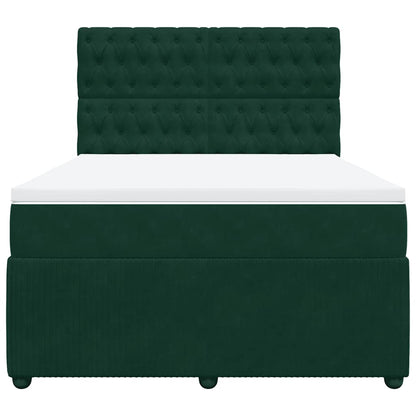 Giroletto a Molle con Materasso Verde Scuro 140x190 cm Velluto