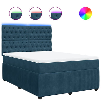 Giroletto a Molle con Materasso Blu 140x190 cm in Velluto