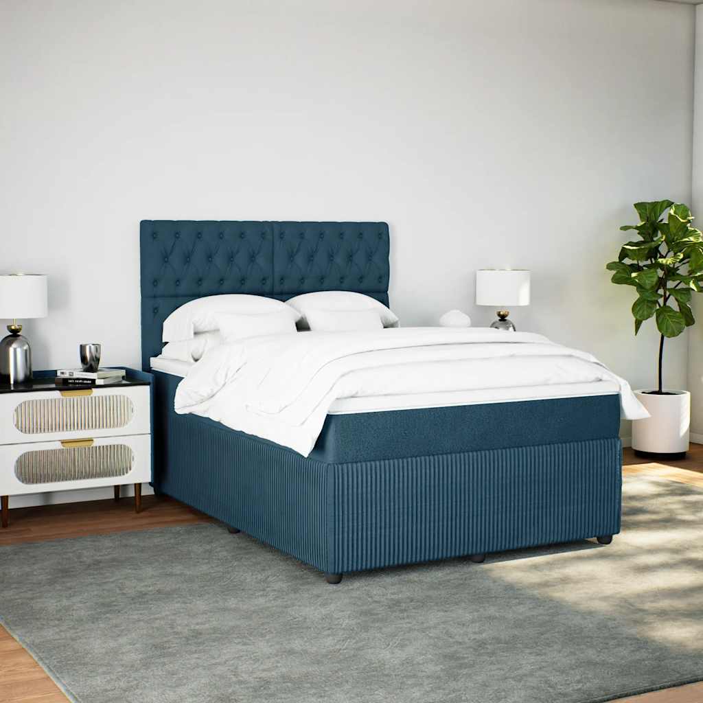Giroletto a Molle con Materasso Blu 140x190 cm in Velluto