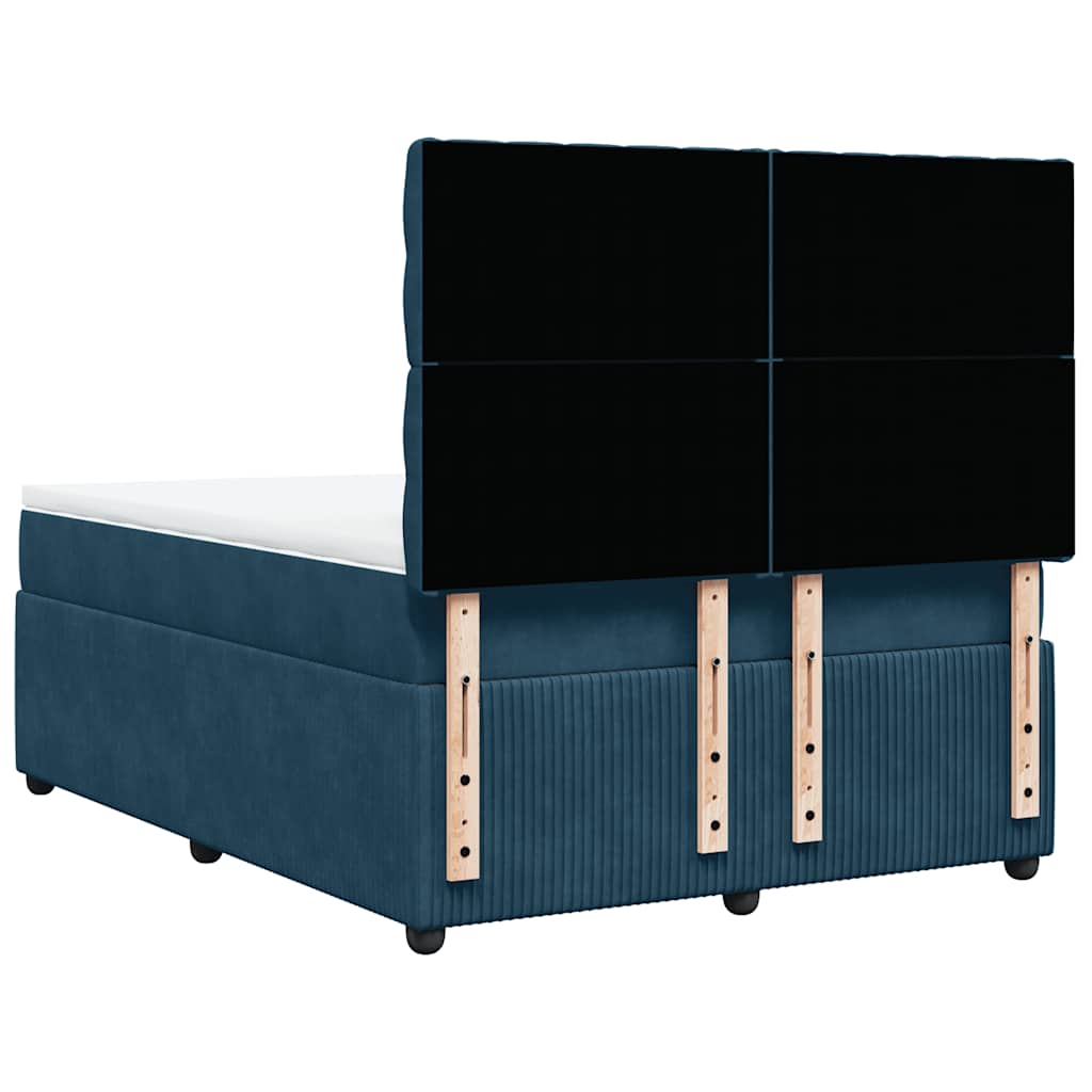 Giroletto a Molle con Materasso Blu 140x190 cm in Velluto
